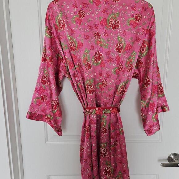 Vintage Cruz Pink Colors Floral Polyester Long Robe Size XL. Bridal Party Cover - Picture 6 of 6